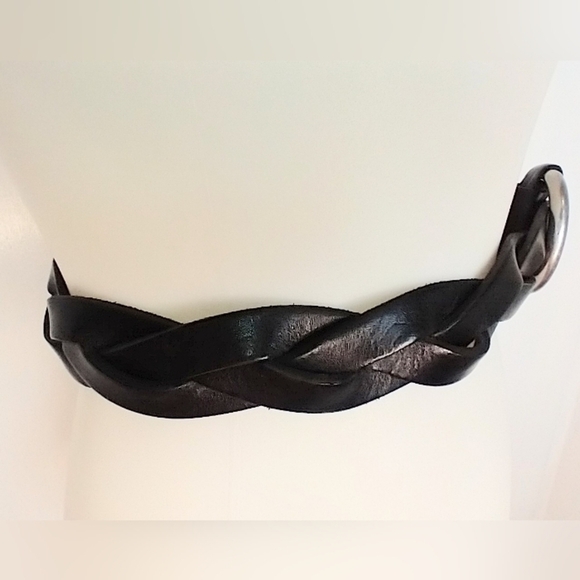 BRAIDED FOSSIL BLACK LEATHER BELT - Picture 4 of 5
